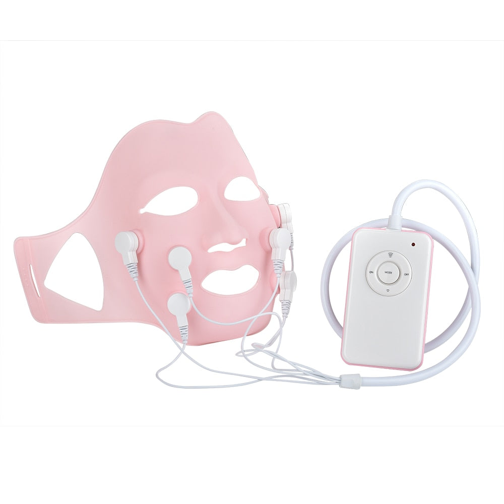 Red LED Light Photon Therapy Soft Gel Mask Face Massager with Controller Acupoint Vibration Anti Wrinkles Korean Skincare Tools