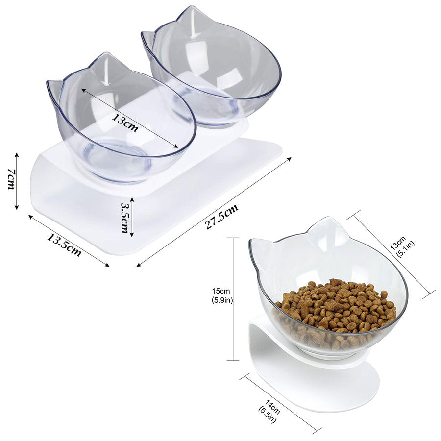 Non slip Double Cat Bowl with Raised Stand Pet Food Cat feeder Protect Cervical Vertebra Dog bowl Transparent Pet Products|Cat Feeding & Watering Supplies|