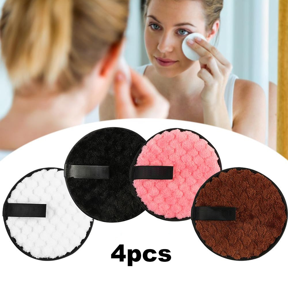 4pcs/set Makeup Remover Puff Reusable Face Make up Pads Double Layer Face Skin Cleansing Towel Beauty Make Up Remover Sponge