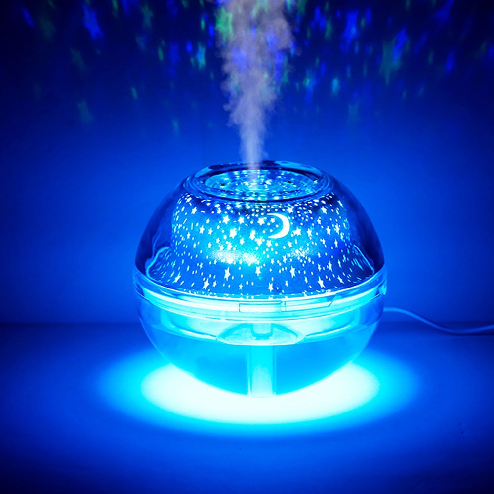 500ml Ultrasonic Air Humidifier Colorful Led Projector Light Usb Essential Oil Diffuser Purifier Aroma Anion Mist Maker Diffuser