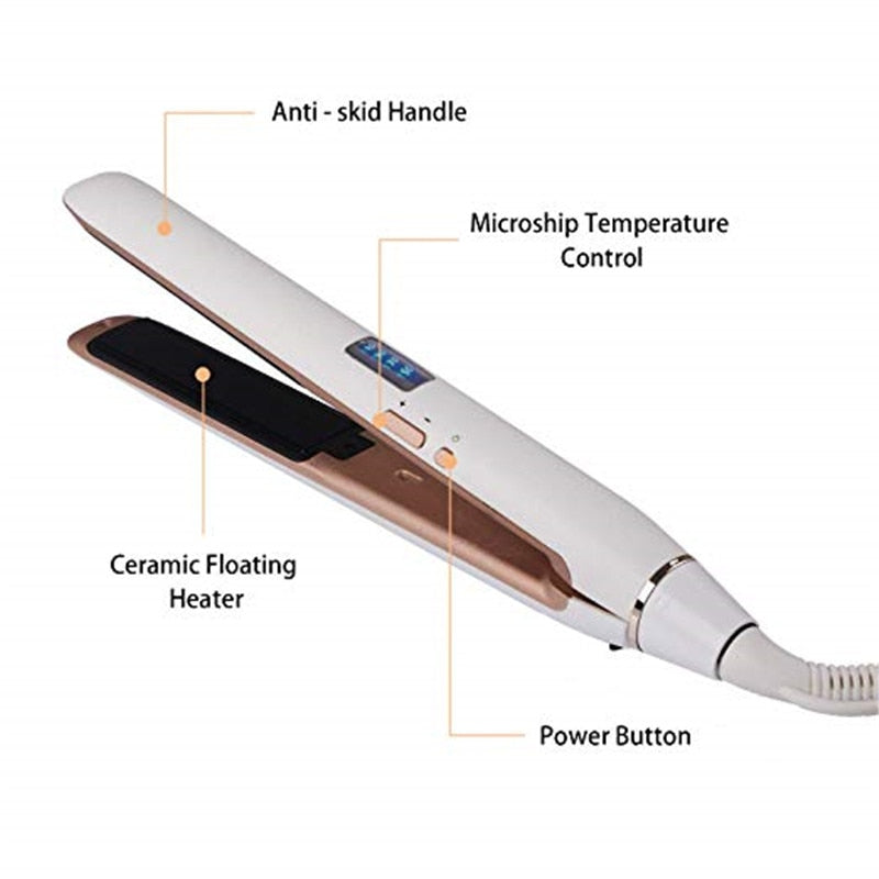 Professional Hair Straightener Iron LED Display Ceramic Coating Plate Ionic Curling Iron Chapinha Flat Iron Styling Tool