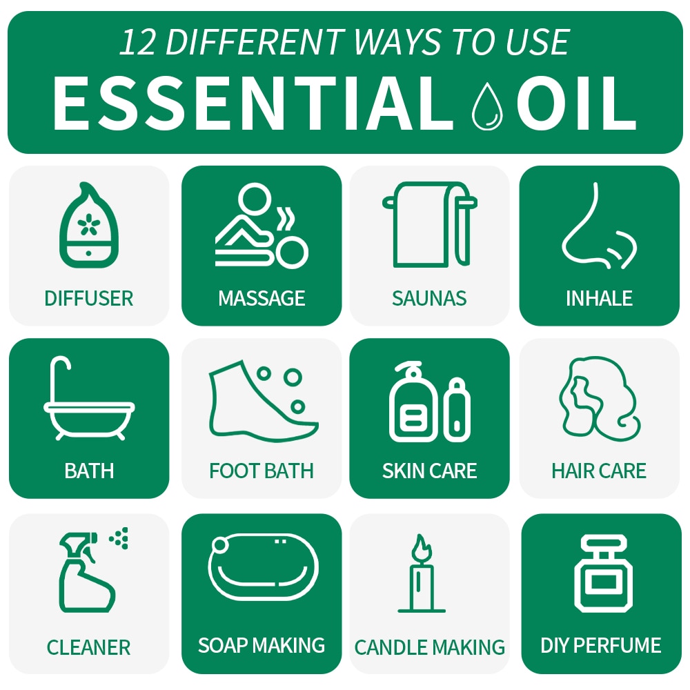 6Pcs/set 10ML Essential Oil Gift Box Tea Tree Peppermint Lavender Lemongrass Eucalyptus Vanilla Cinnamon Sandalwood Oil