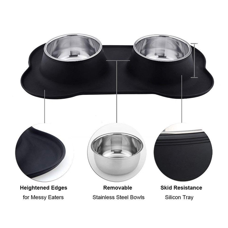 Pet Dog Puppy Cat Feeding Stainless Steel Dish Pet Drinking Bowl Food Feed Placement Dog Accessories Anti overflow Tableware