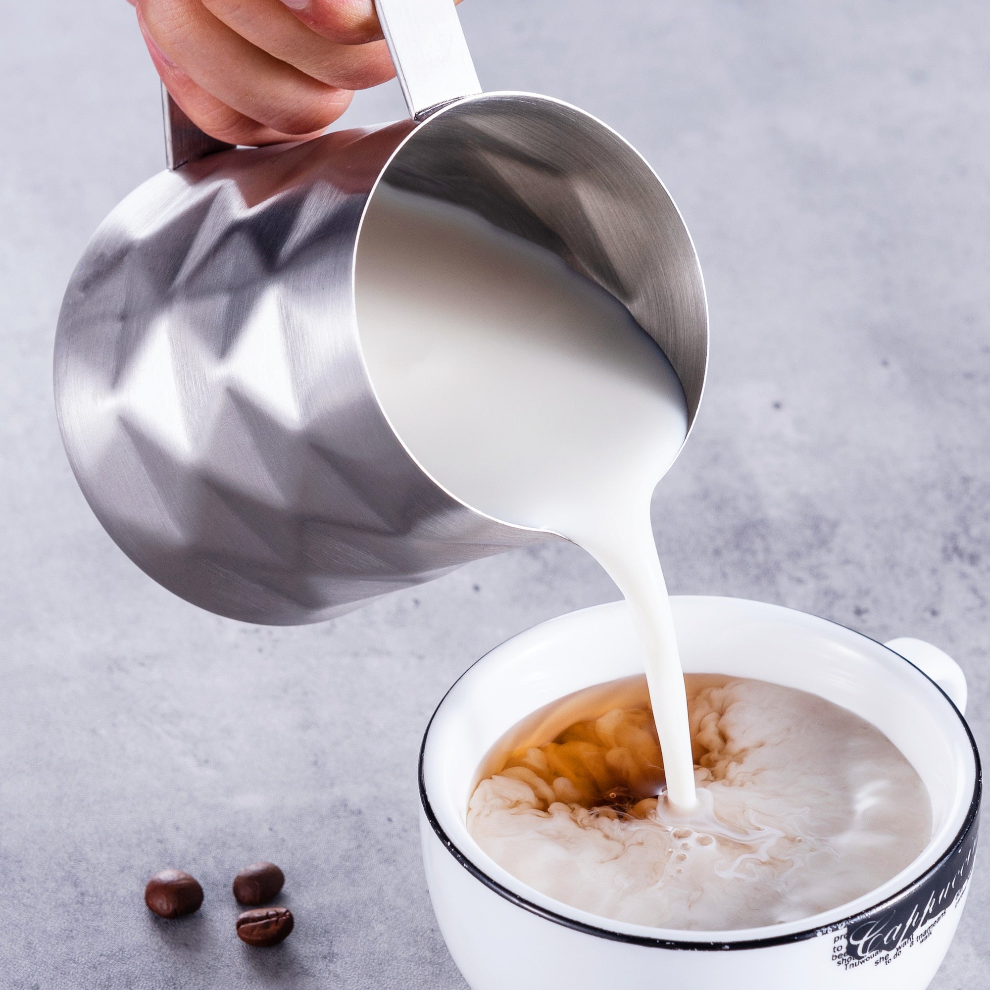 Stainless Steel Prismatic Designed Milk Frothing Pitcher Milk Jug Espresso Coffee Barista Craft Latte Cappuccino Cream Cup Maker