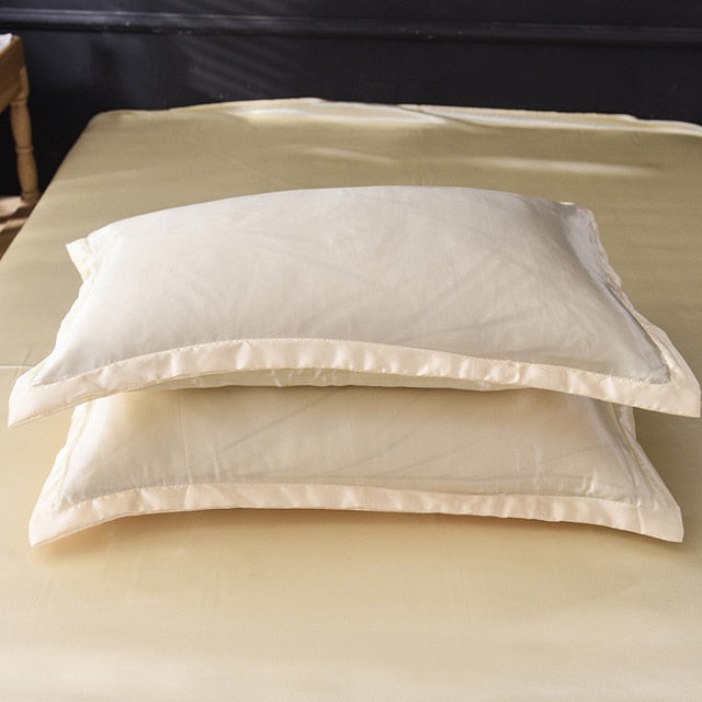48x74cm 2pcs Emulation Silk Satin Pillowcase Solid Colour Comfortable Pillow Cover For Home Bed Throw Hotel Cushion Cover D30|Pillow Case|