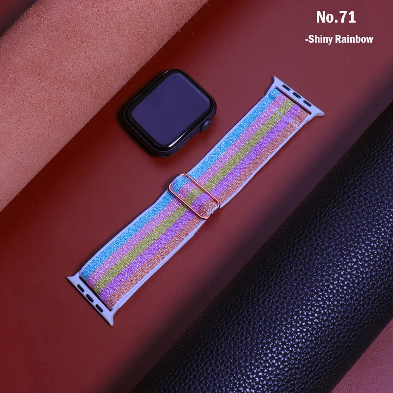 Scrunchie Strap for Apple watch Ultra 49mm band 45mm 44/40mm 41mm Adjustable Nylon solo Loop bracelet iWatch serie 4 5 se 6 7 8