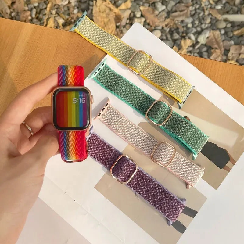 Scrunchie Strap for Apple watch Ultra 49mm band 45mm 44/40mm 41mm Adjustable Nylon solo Loop bracelet iWatch serie 4 5 se 6 7 8