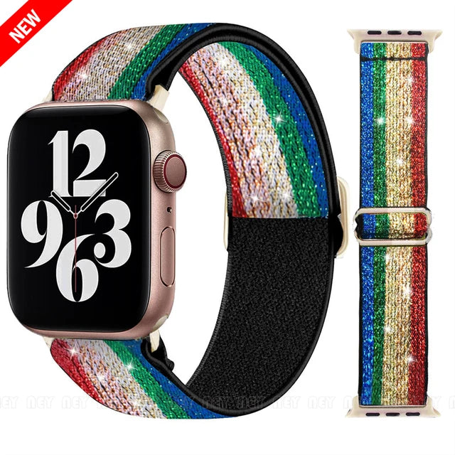 Scrunchie Strap for Apple watch Ultra 49mm band 45mm 44/40mm 41mm Adjustable Nylon solo Loop bracelet iWatch serie 4 5 se 6 7 8