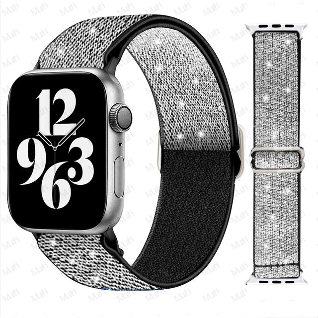 Scrunchie Strap for Apple watch Ultra 49mm band 45mm 44/40mm 41mm Adjustable Nylon solo Loop bracelet iWatch serie 4 5 se 6 7 8