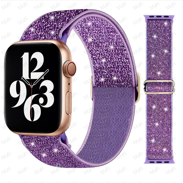 Scrunchie Strap for Apple watch Ultra 49mm band 45mm 44/40mm 41mm Adjustable Nylon solo Loop bracelet iWatch serie 4 5 se 6 7 8