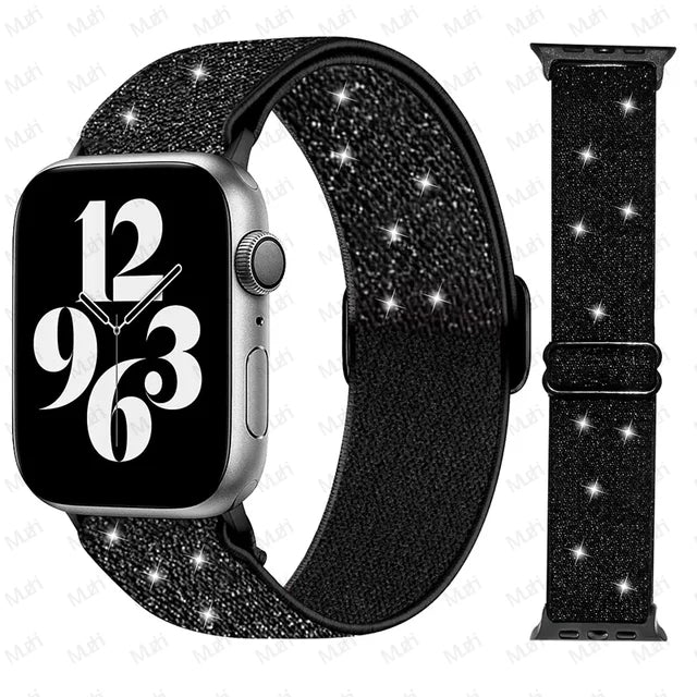 Scrunchie Strap for Apple watch Ultra 49mm band 45mm 44/40mm 41mm Adjustable Nylon solo Loop bracelet iWatch serie 4 5 se 6 7 8