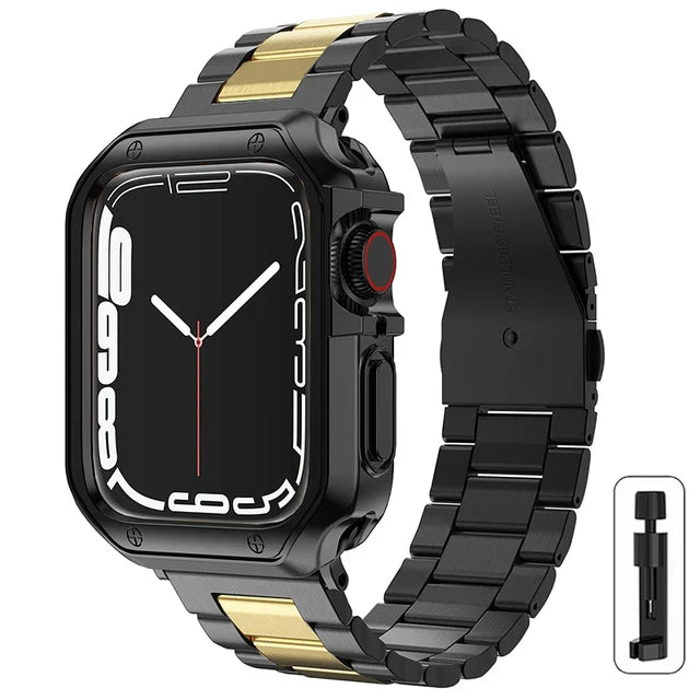 Metal Band+TPU Case for Apple Watch Ultra Strap 49mm 41mm 45mm 40mm 44mm Cover Stainless Steel Bracelet Series 8 7 6 SE 5 4 42mm