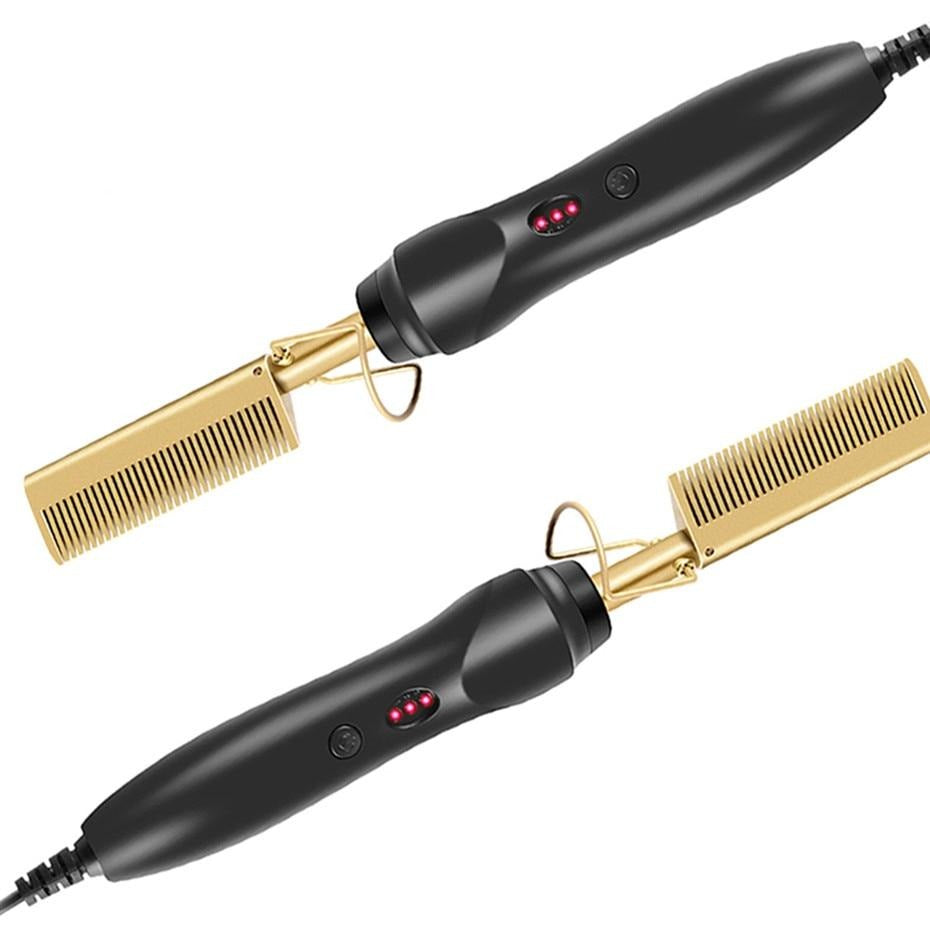 2 in 1 Hot Comb Straightener Electric Hair Straightener Hair Curler Wet Dry Use Hair Flat Irons Hot Heating Comb For Hair