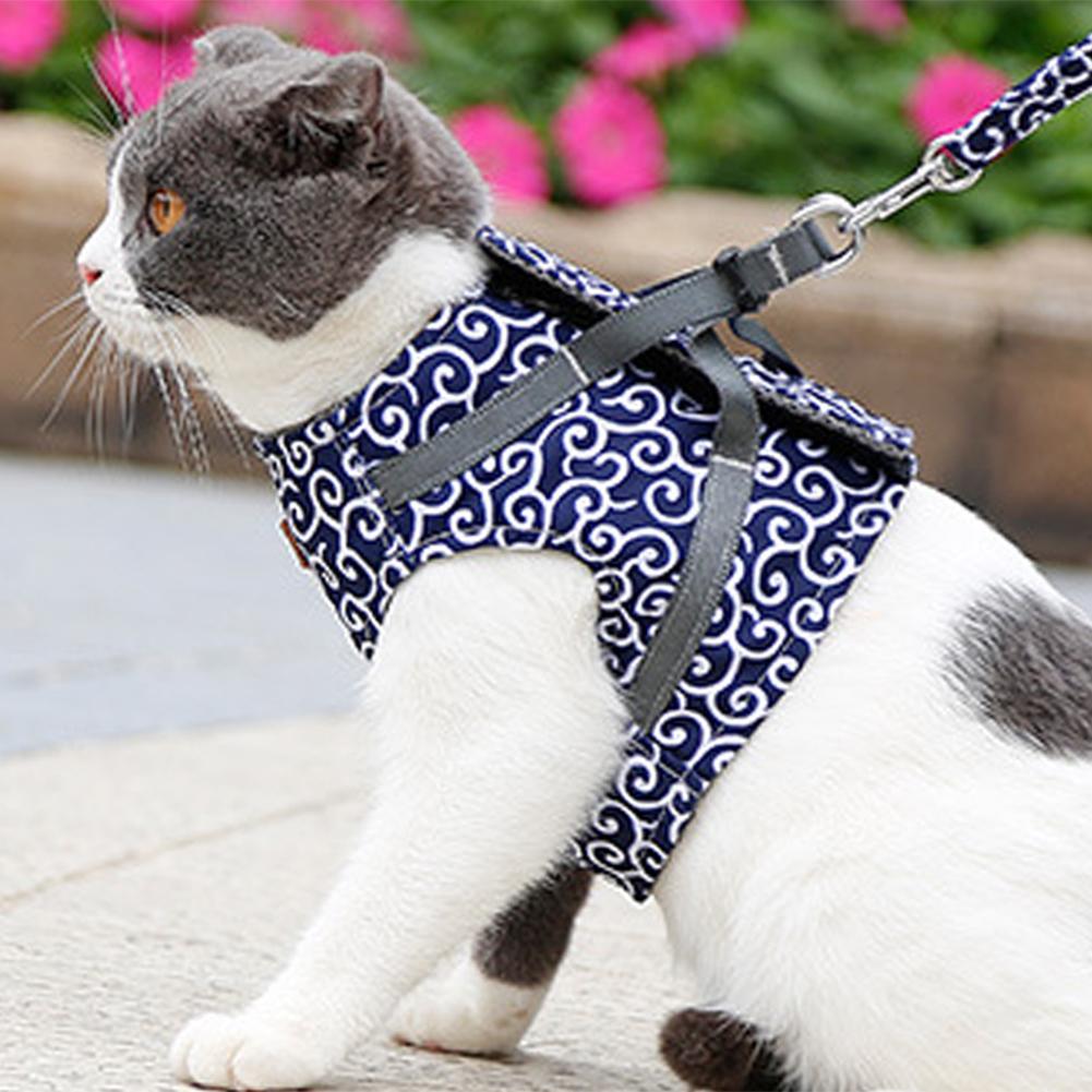 Cat Dog Harness Vest Collar Outdoor Walking Lead Leash Set For Puppy Dogs Collar Japanese Style Harness Vest For Dog Cat Pet