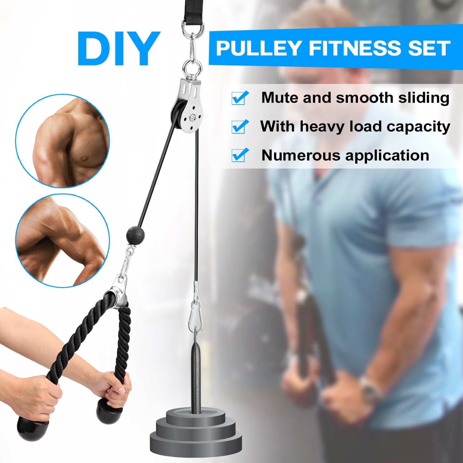 Bandas Elasticas Fitness Equipment DIY Pulley Cable Machine Attachment System Lifting Arm Biceps Triceps Blaster Hand Strength|Hand Gripper Strengths|