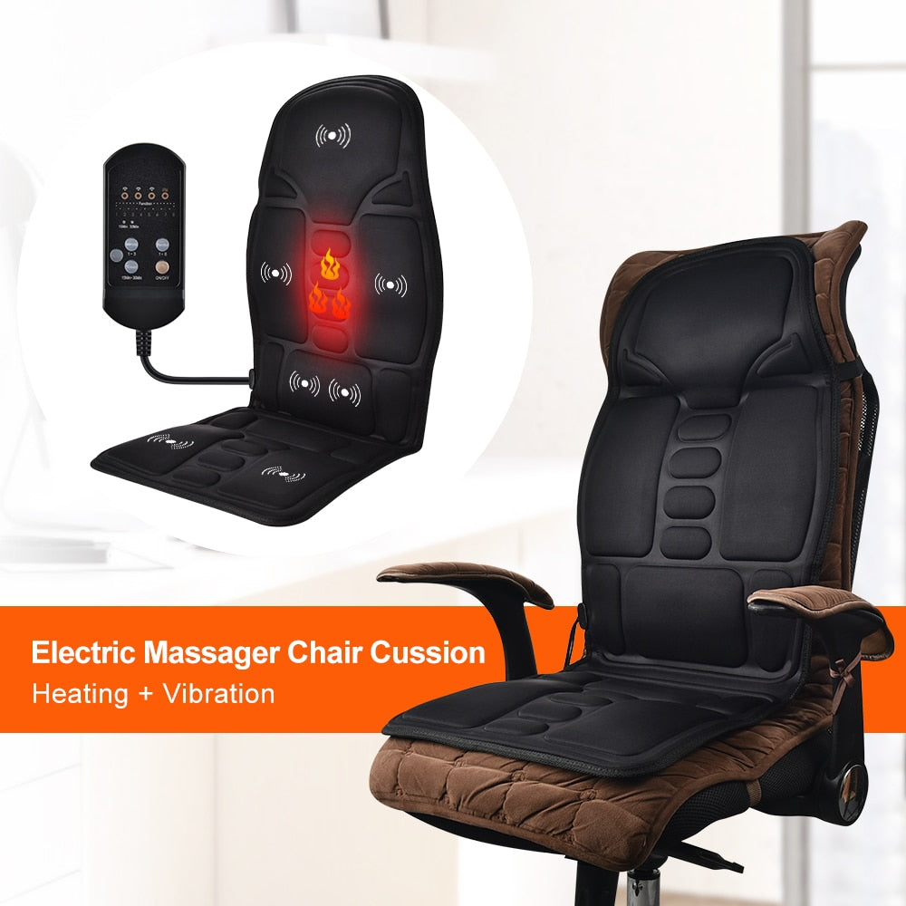 Electric Vibrating Massage Car Seat Massage Chair Mat Portable Massager Cushion Home Infrared Heating Back Vibrator Pain Relief