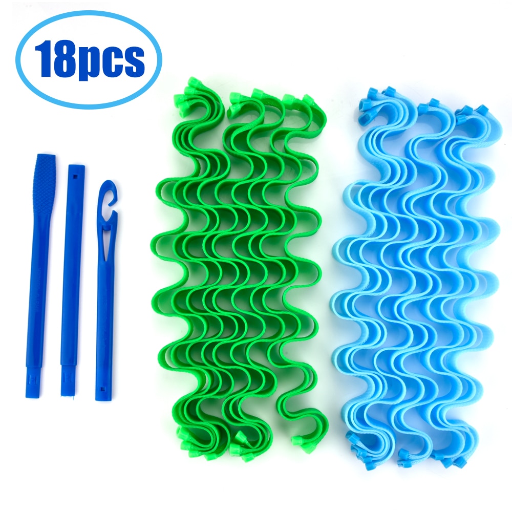24/18Pcs No Heat Magic Hair Curlers Long Hair Spiral Ringlets Wave Curl Leverage Hair Rollers DIY Hair Styling Tools
