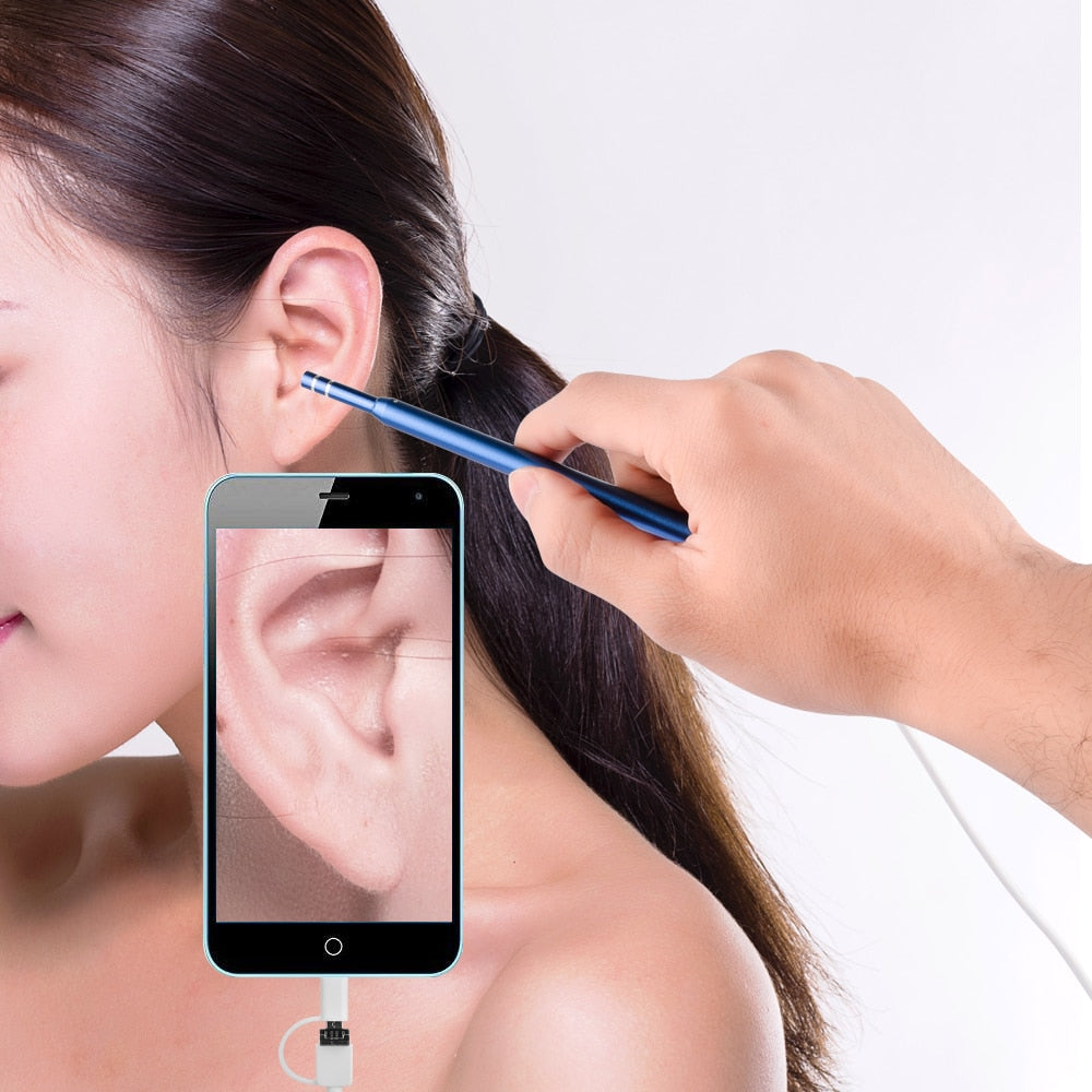 Ear Cleaning Endoscope 2 in1 USB HD Visual Ear Spoon 5.5mm Mini Camera Android PC Ear pick Otoscope Borescope Tool Health Care