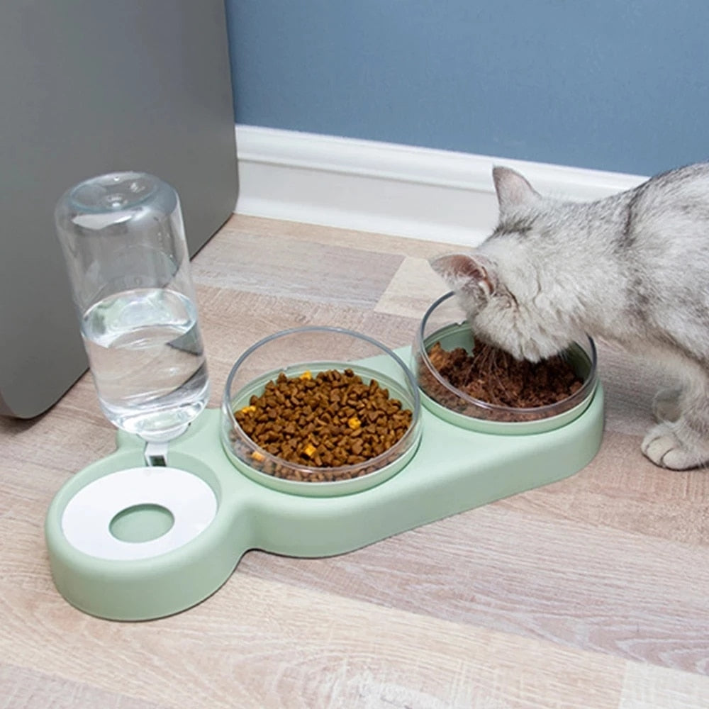 Automatic cat bowls Water Dispenser Protect Spine 360 rotate Cat feeder 2 in 1 Cat food bowl with Waterer Pet Products