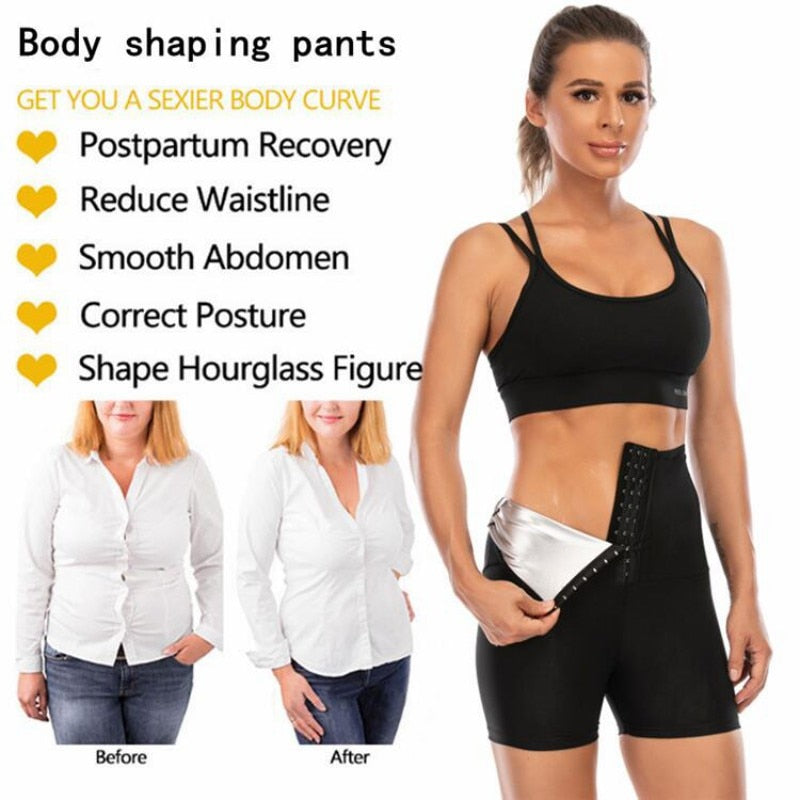 Women Abdomen Control Hip Lifting Sweat Pants Sauna Beam High Waist Body Fitness Breasted Three Point/Five Point Shorts|Control Panties|