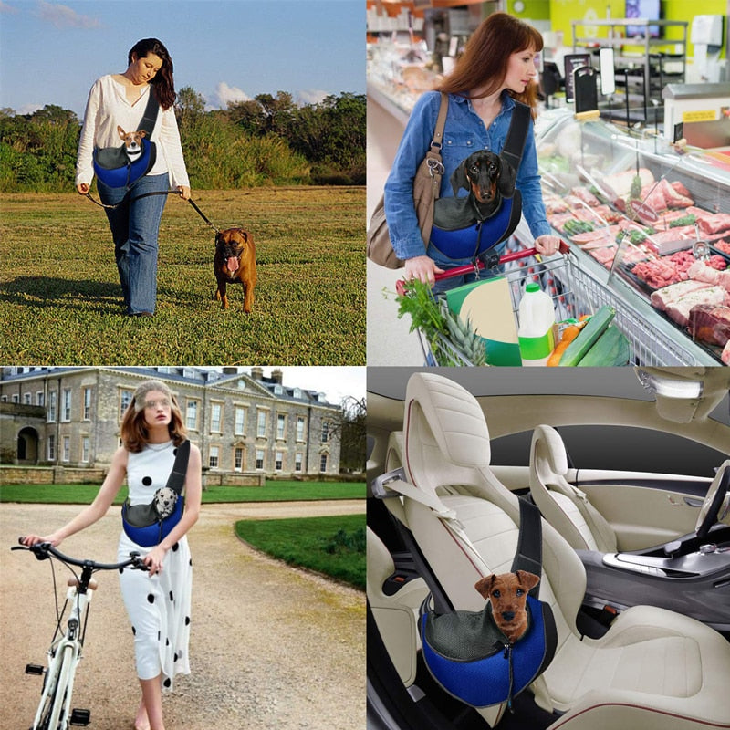 Pet Puppy Carrier S/L Outdoor Travel Dog Shoulder Bag Mesh Oxford Single Comfort Sling Handbag Tote Pouch