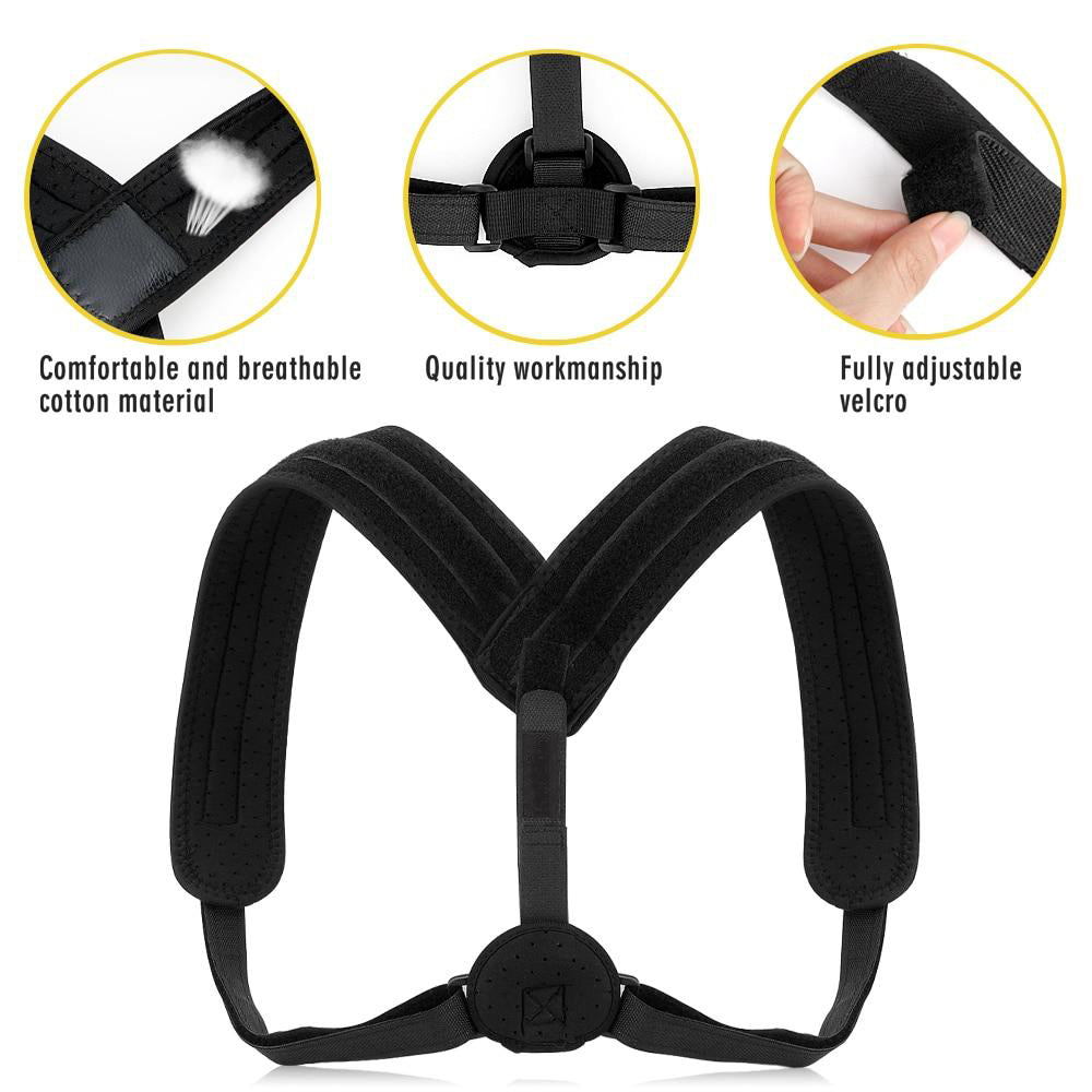 Adjustable Posture Corrector Upper Back Brace Clavicle Support Stop Slouching Hunching Back Trainer Black Health Product Unisex