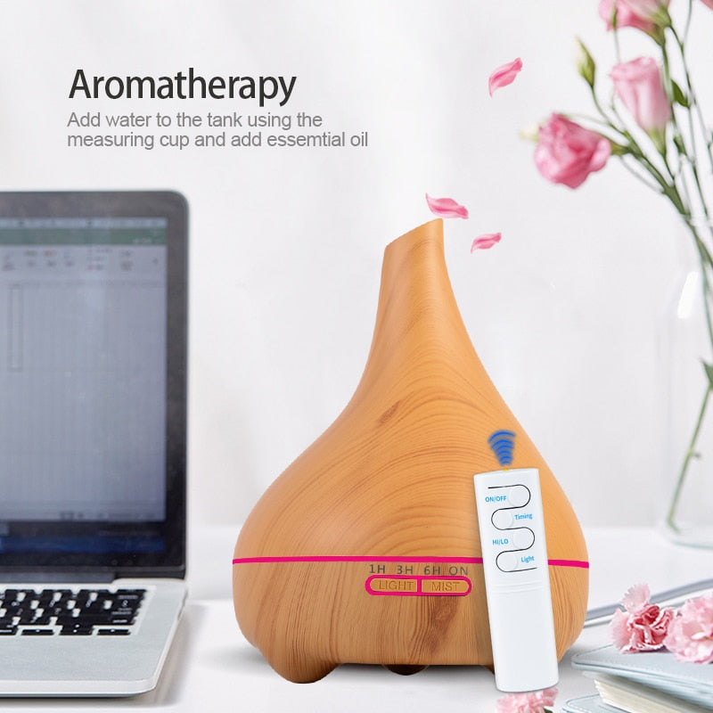 550ml Electric Aroma humidifier Essential Oil Diffuser Wood Grain Ultrasonic Humidify Cool Mist for Home LED night light|Humidifiers|