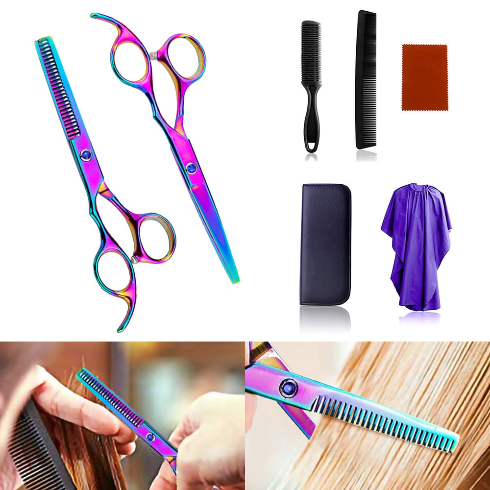 Professional Hairdressing Kits Hair Cutting Accessories Barber Scissors Set Hairdo Thinning Fluffy Shears Clippers