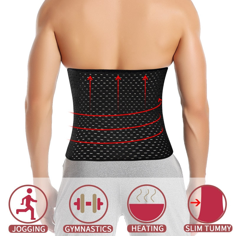 Men Slimming Body Shaper Waist Trainer Trimmer Belt Corset For Abdomen Belly Shapers Tummy Control Fitness Compression Shapewear - Shapers