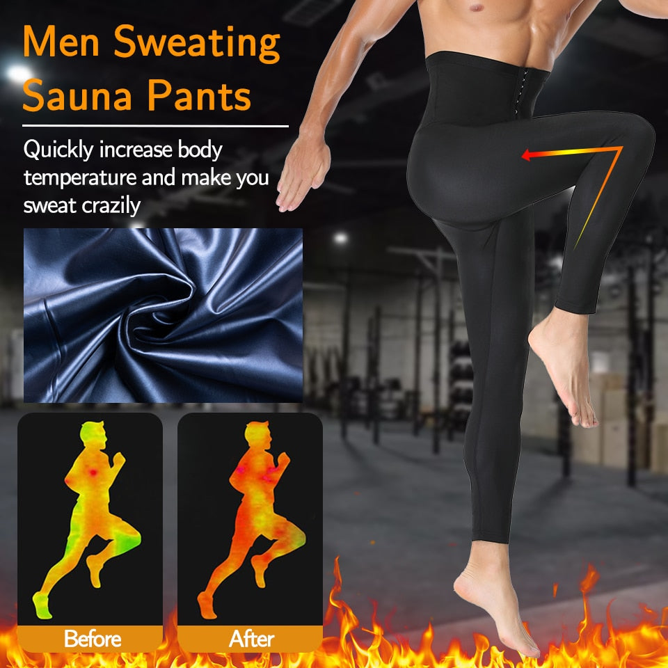 Men Body Shaper Thermo Sauna Pants Sweat Waist Trainer Leggings Slimming Underwear Weight Loss Workout Compression Shapewear - Shapers