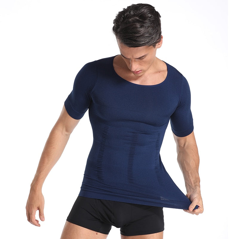 Men Body Toning T-shirt Slimming Body Shaper Posture Shirt Belly Control Gynecomastia Vest Compression Man Tummy Corset - Shapers
