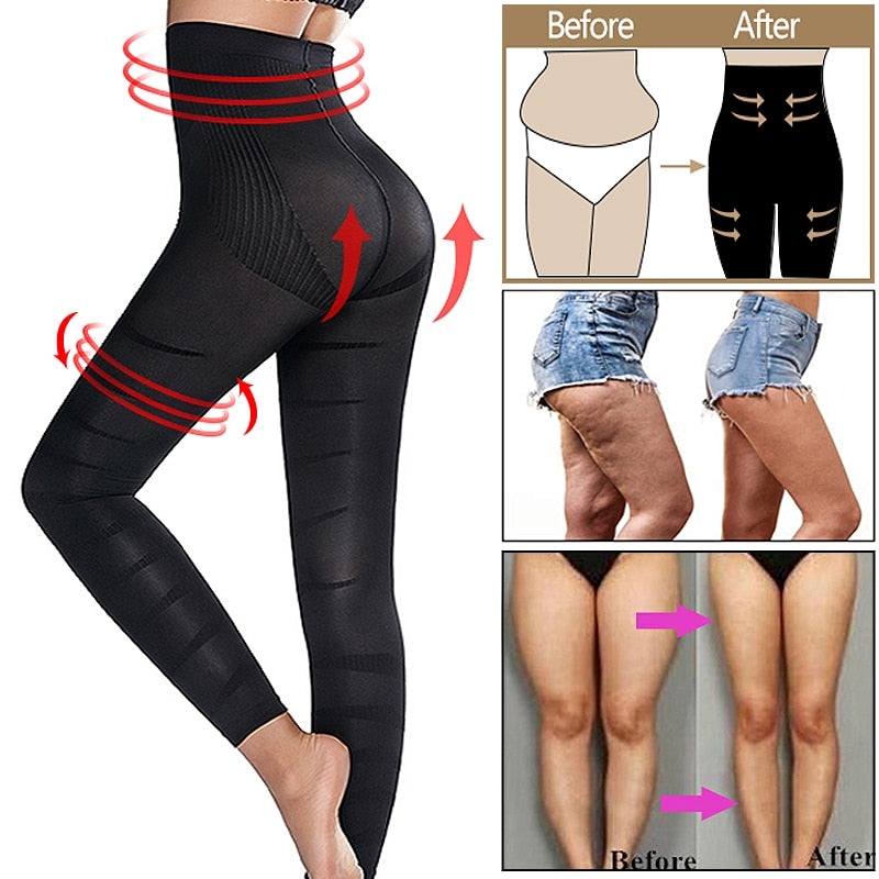 Leg Slimming Body Shaper Anti Cellulite Compression Leggings High Waist Tummy Control Panties Thigh Sculpting Slimmer Shapewear|Control Panties|