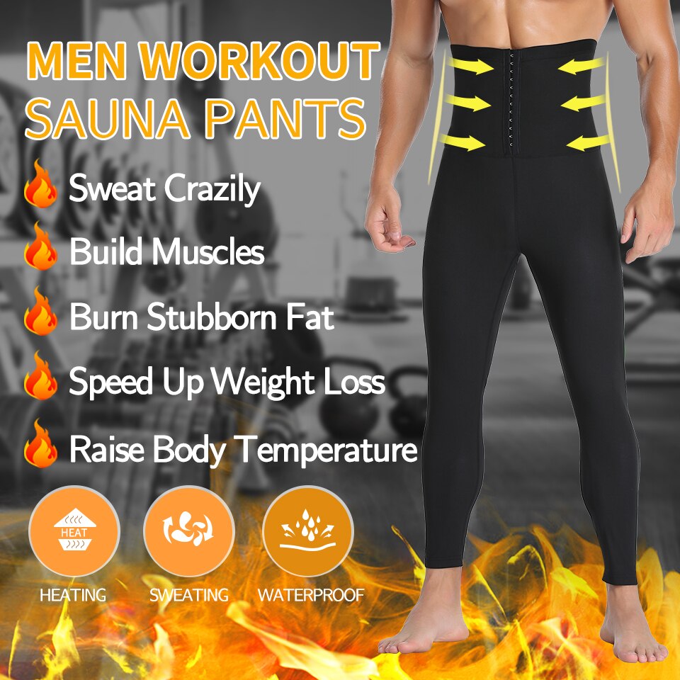 Men Body Shaper Thermo Sauna Pants Sweat Waist Trainer Leggings Slimming Underwear Weight Loss Workout Compression Shapewear - Shapers