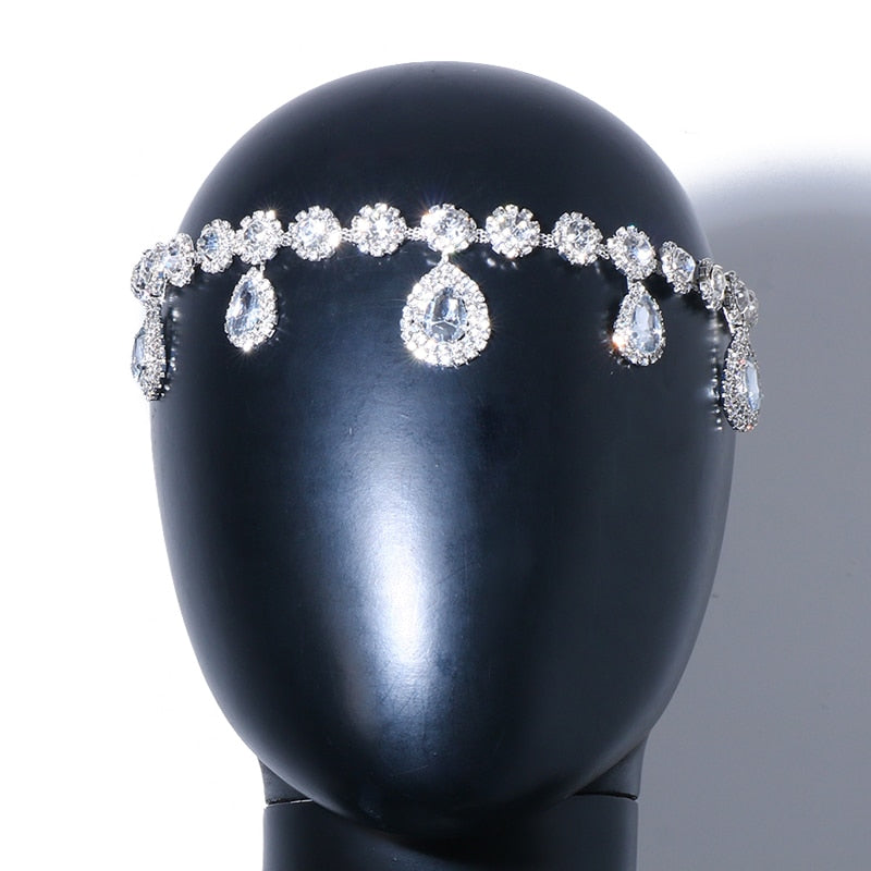 Water Drop Pendant Head Chain Jewelry Bridal Rhinestone Headband Fashion 2022 Forehead Headpiece Wedding Indian Girls - Hair Jewelry