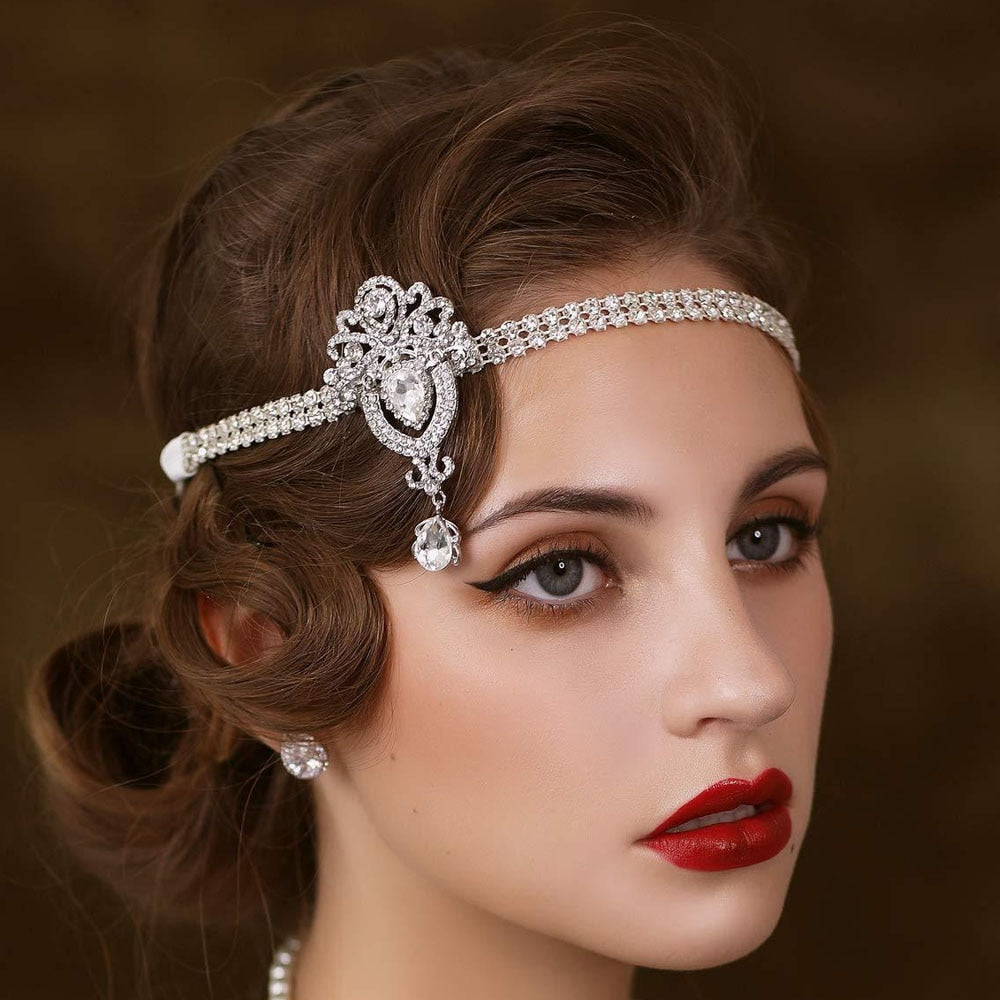 Elegant Hair Tie Crystal Hair Band Vintage Zircon Bridal Head Chain Elastic Headband Rhinestone Headwear Hair Jewelry - Hair Jewelry