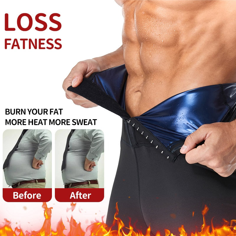 Mens Body Shaper Abdomen Reducer Thermo Sauna Sweat Pants Waist Trainer Fat Burning Male Shapewear Fitness Leggings Leg Slimmer|Shapers|