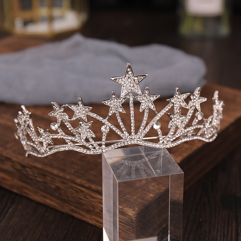 Bridal Stars Crown Headwear Luxury Rhinestones Inlaid Headband for Female Wedding Birthday Hair Accessories |Hair Jewelry|