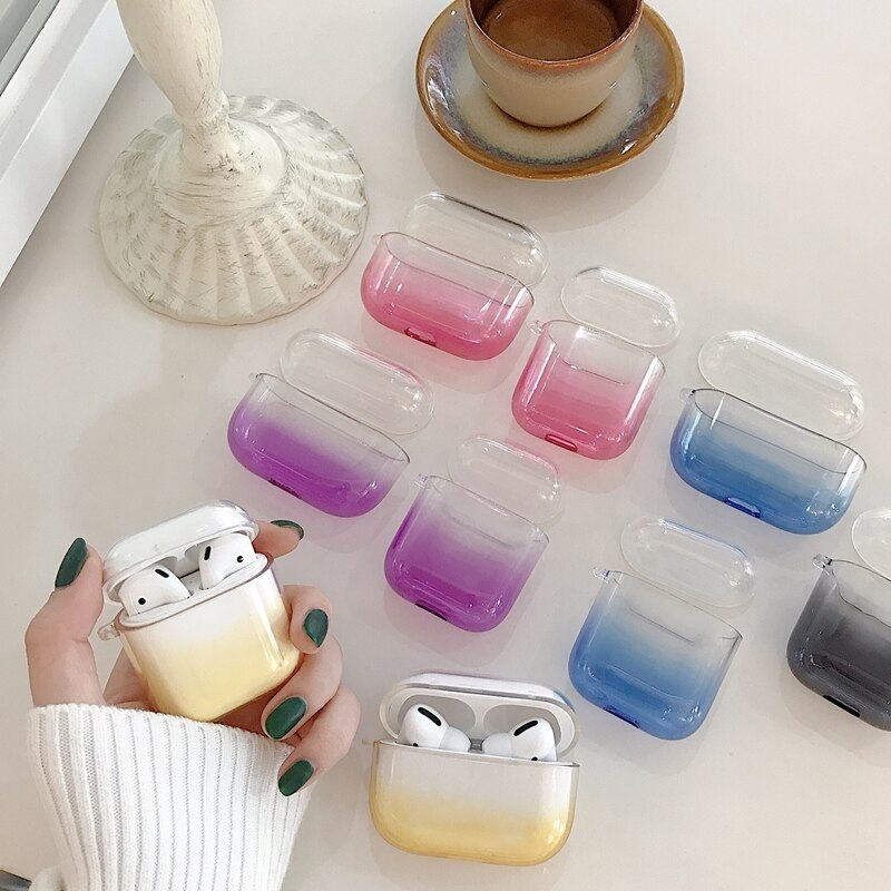 For airpods pro case earphone protective cover cute airpods 2 case gradient transparent TPU soft apple airpods case accessories|Earphone Accessories|