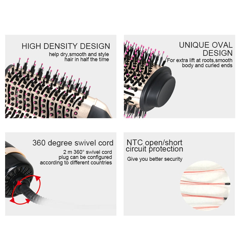Professional Gold One Step Hair Dryer Brush Multifunctional Hair Styling Tools Hair Straightener and Curler Blowout Dryer