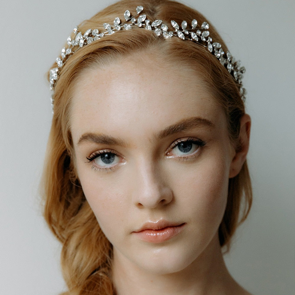Bridal Headdress Leaf Headband Crystal Hairbands for Women Elegant Hair Hoop Rhinestone Wedding Headwear Tiara Jewelry|Hair Jewelry|