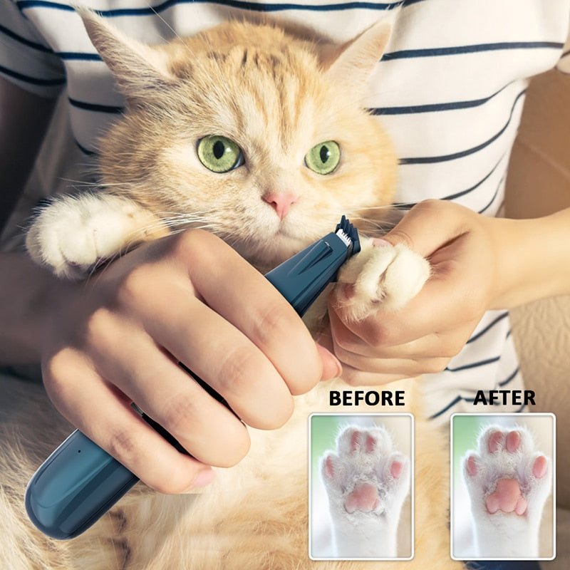 2021 New Pet Dogs Paw Hair Clipper Rechargeable Puppy Cats Foot Hair Trimmer Pets Paw Grooming Supplies with Scissor