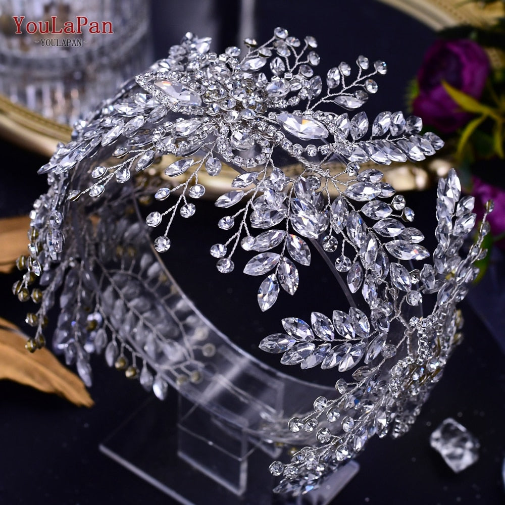 Luxury Bridal Crown Wedding Hair Accessories Bridal Tiara and Headdress Rhinestone Headband for Women Headpiece|Bridal Headwear|