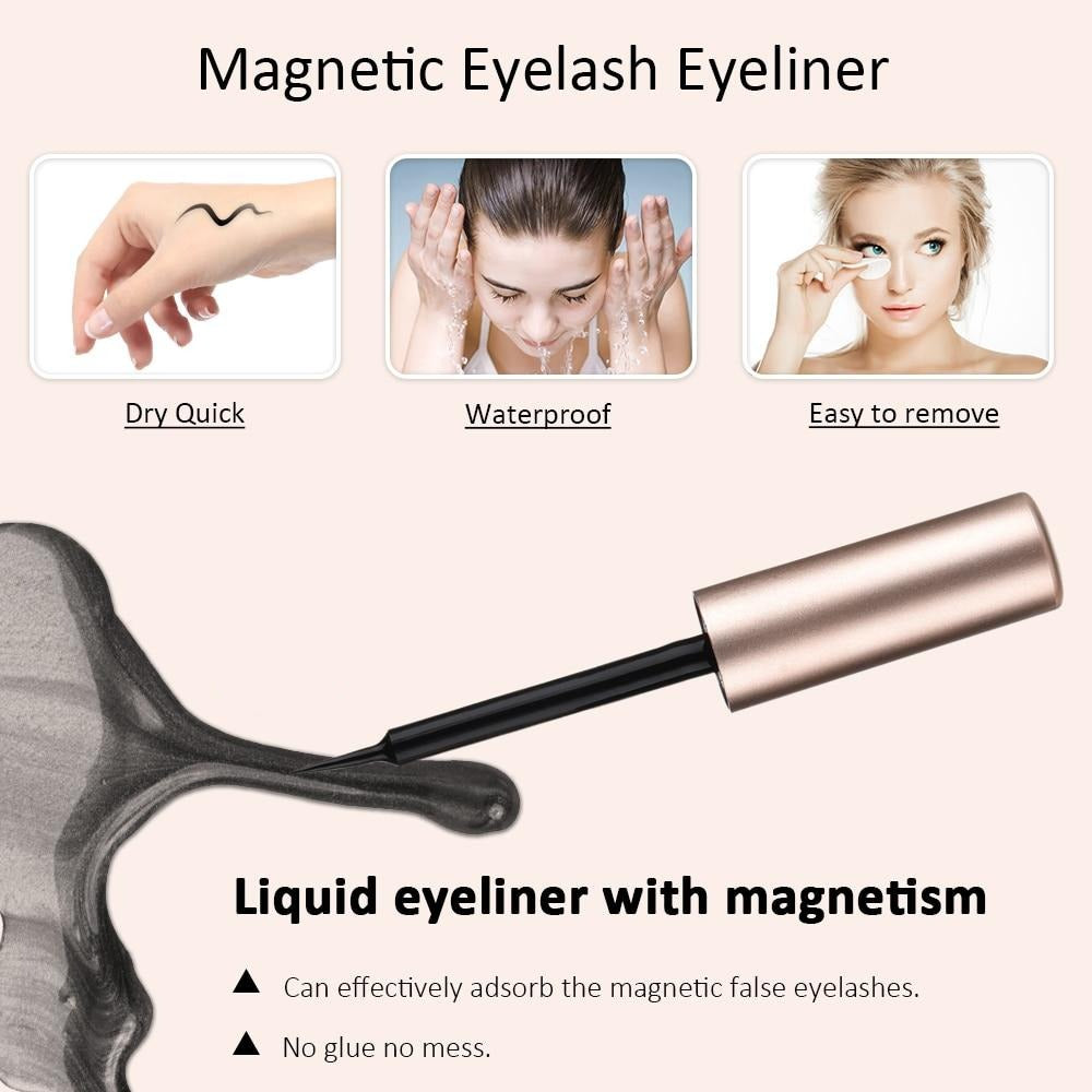 5 Pairs Magnetic Eyelashs Set Magnet Liquid Eyeliner & Magnetic Lashes Set Waterproof Long Lasting Eyelash Extension Makeup Tools False Eyelashes