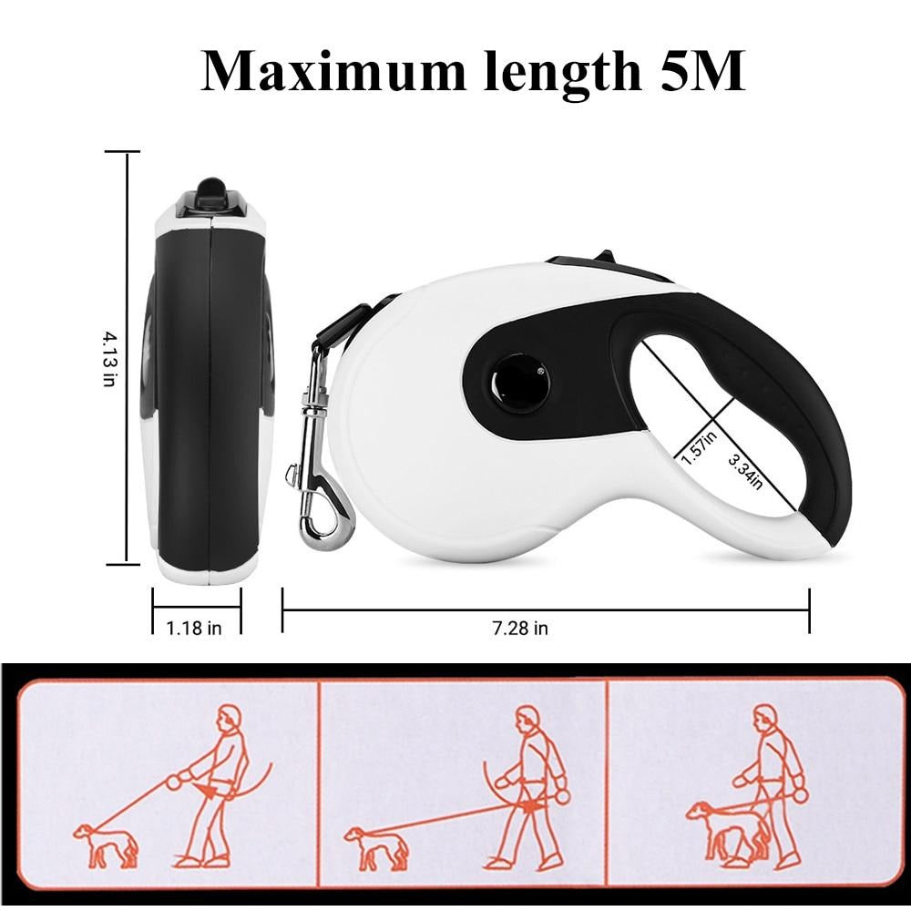 5M Retractable Dog Leashes with poop bag Dispenser Automatic extending Walking Pet Dog Lead Leash for Pet supplies Accessories