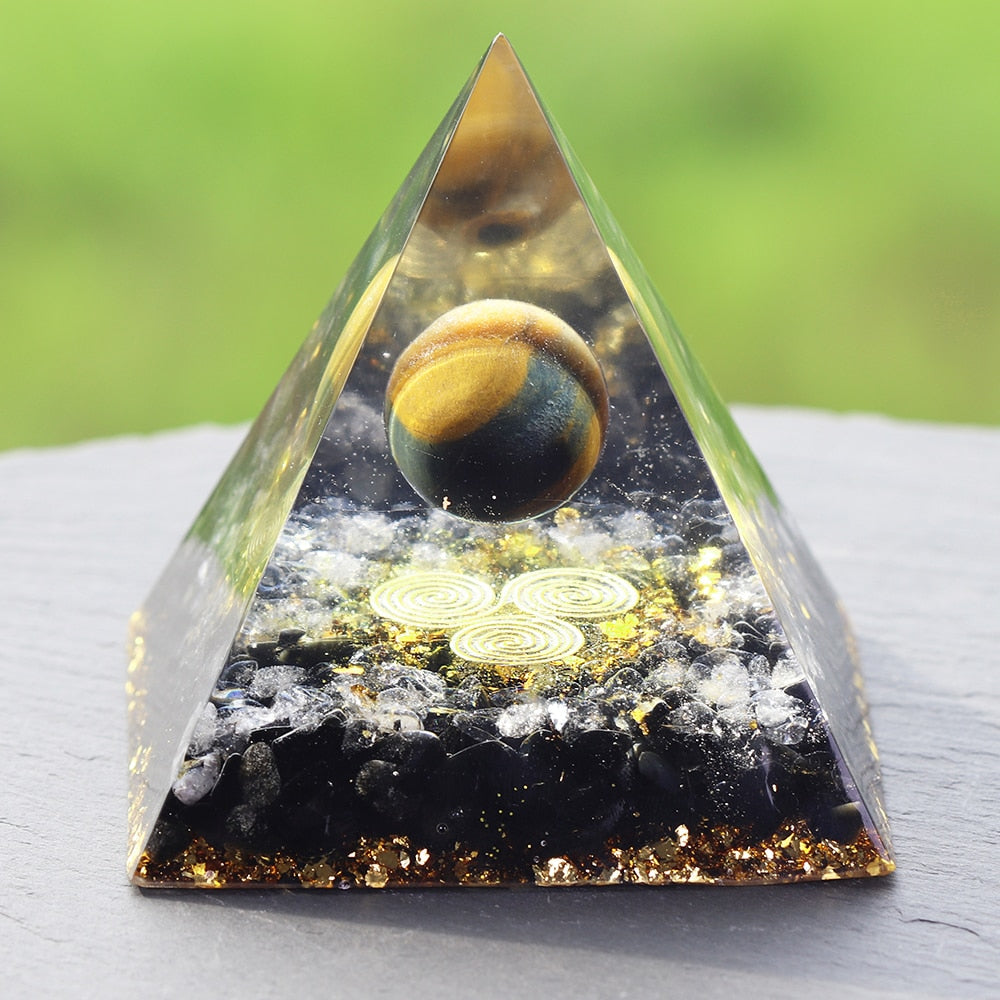 Orgone Energy Converter Orgonite Pyramid Obsidian Soothe The Soul Stone That Change The Magnetic Field Of Life Resin Jewelry