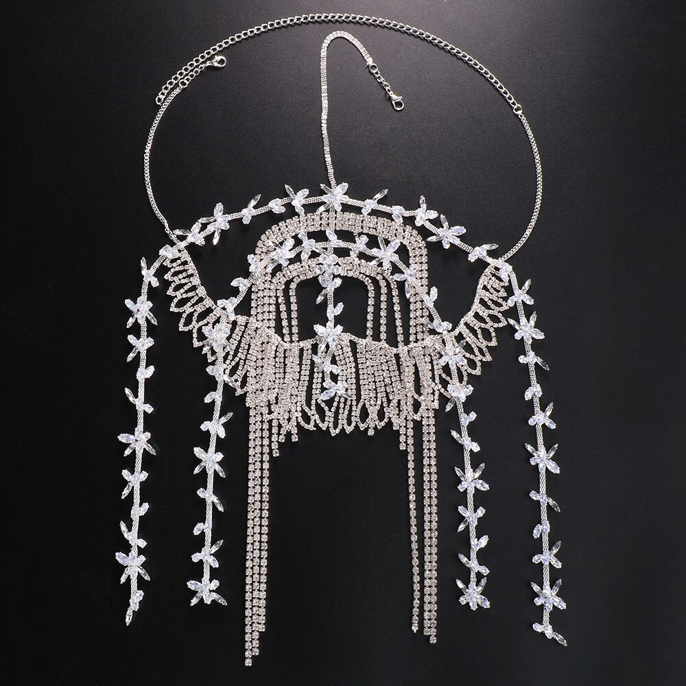 Zircon Tassel Head Chain Jewelry Indian For Women 1920s Flapper Cap Headpieces Bridal Art Deco Party Hair Accessories - Hair Jewelry