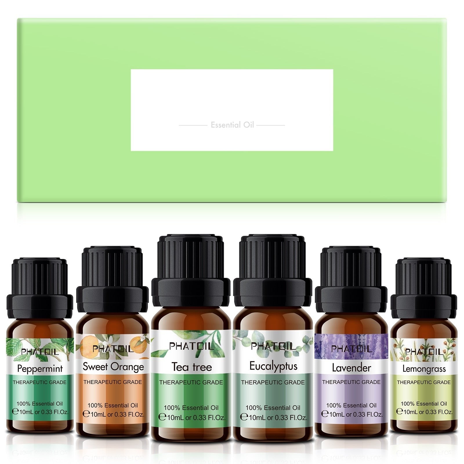 PHATOIL 6pcs Gift Box Pure Plant Essential Oils Set for Humidifier Lavender Eucalyptus Mint Tea Tree Massage Diffuser Aroma Oil|Essential Oil|