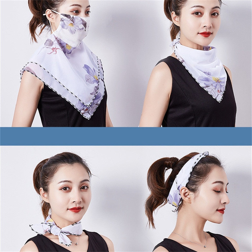 Women Floral Print Seamless Outdoor Cycling Motorcycle Face Windproof Mask Bandana Face Shield Warm Bicycle Magic Scarf