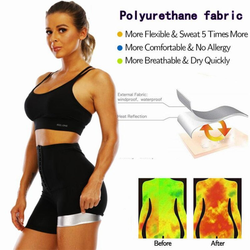 Women Abdomen Control Hip Lifting Sweat Pants Sauna Beam High Waist Body Fitness Breasted Three Point/Five Point Shorts|Control Panties|