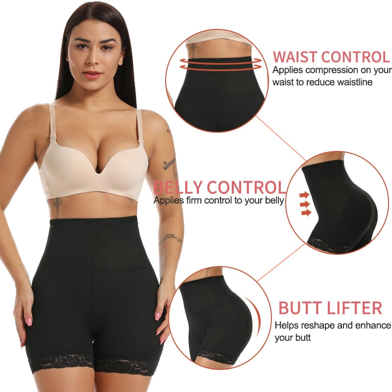 Women's Padded Shapewear Hip Enhancer Shorts High Waist Body Shaper Panty Padded Pad Butt Lifter Booty Waist Trainer Control